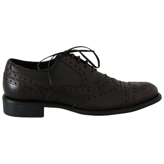 Dolce & Gabbana Elegant Wingtip Derby Dress Shoes brown-leather-wingtip-derby-formal-shoes