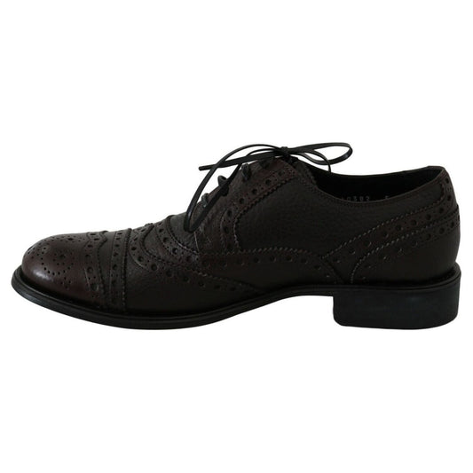 Dolce & Gabbana Elegant Wingtip Derby Dress Shoes brown-leather-wingtip-derby-formal-shoes