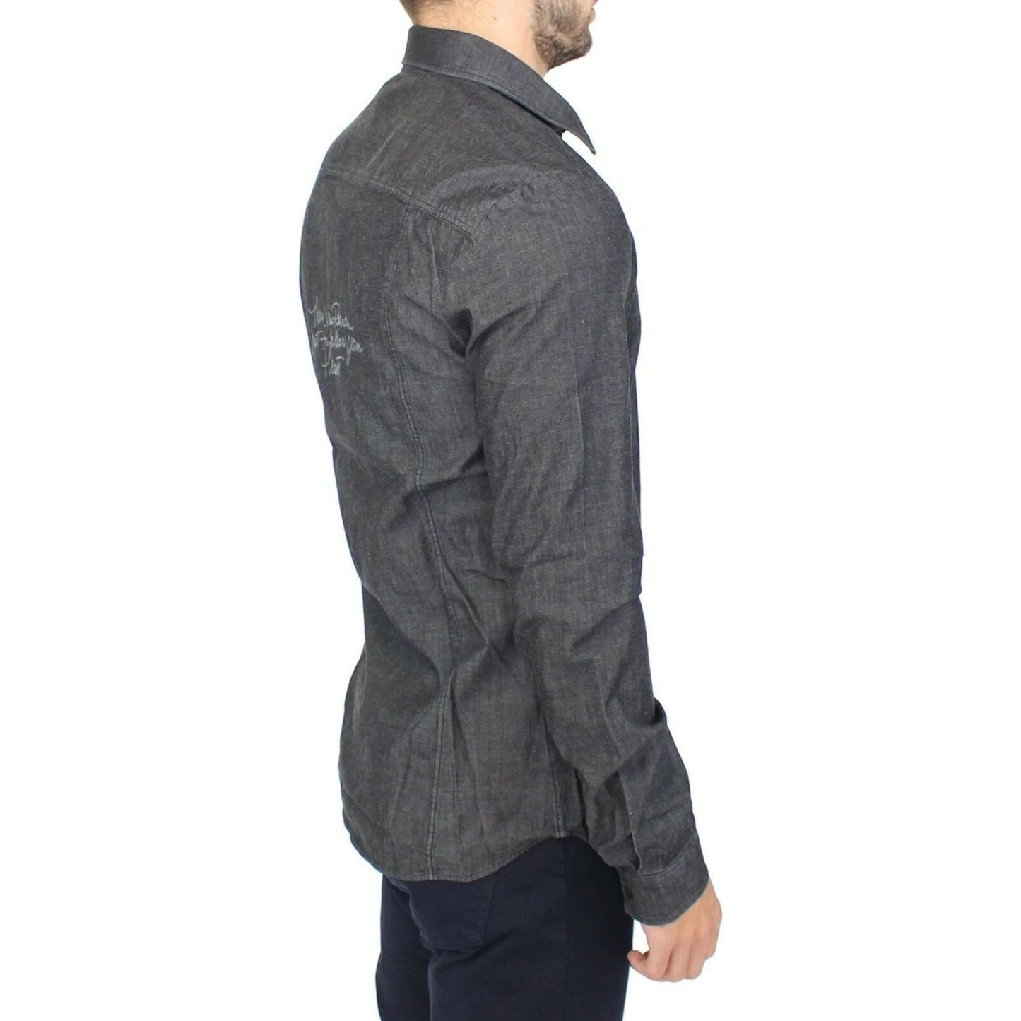 Ermanno Scervino Elegant Gray Stretch Denim Casual Shirt denim-jeans-cotton-casual-gray-stretch-shirt