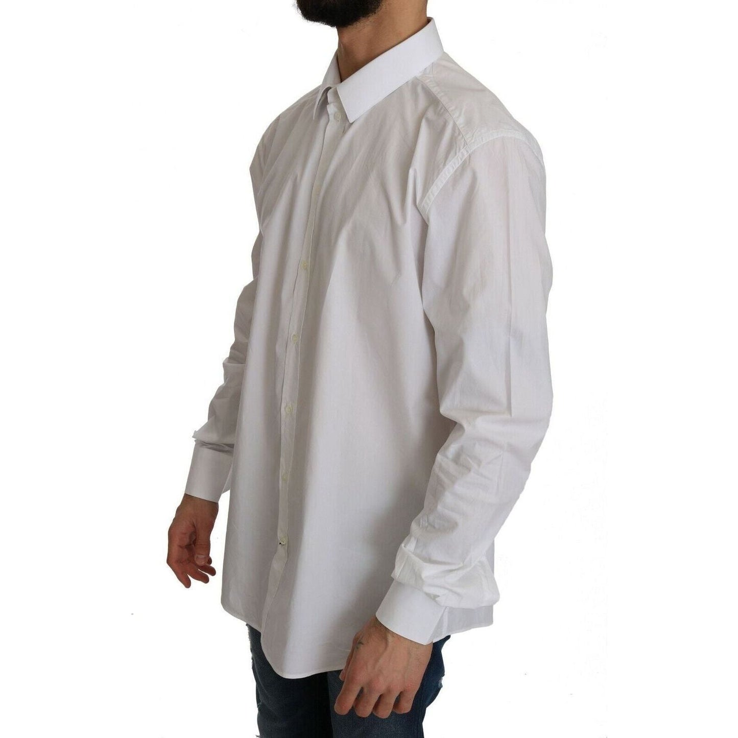 Dolce & Gabbana Exclusive White Slim Fit Formal Shirt white-100-cotton-gold-slim-dress-shirt