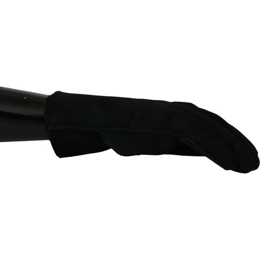 Dolce & Gabbana Elegant Black Leather Biker Gloves black-leather-motorcycle-biker-mitten-gloves