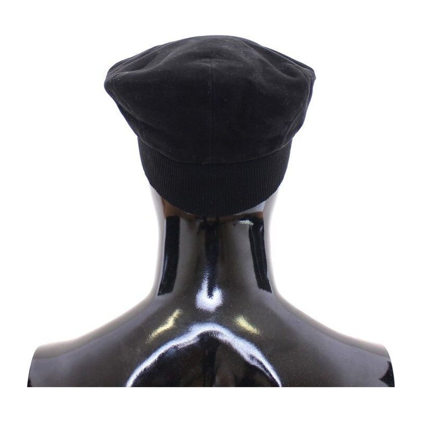Dolce & Gabbana Sleek Black Newsboy Cap black-cotton-logo-newsboy-cap-hat-cabbie