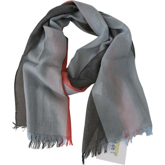Dolce & Gabbana Elegant Gray Italian Cotton Scarf gray-fringe-neck-wrap-cotton-scarf-1