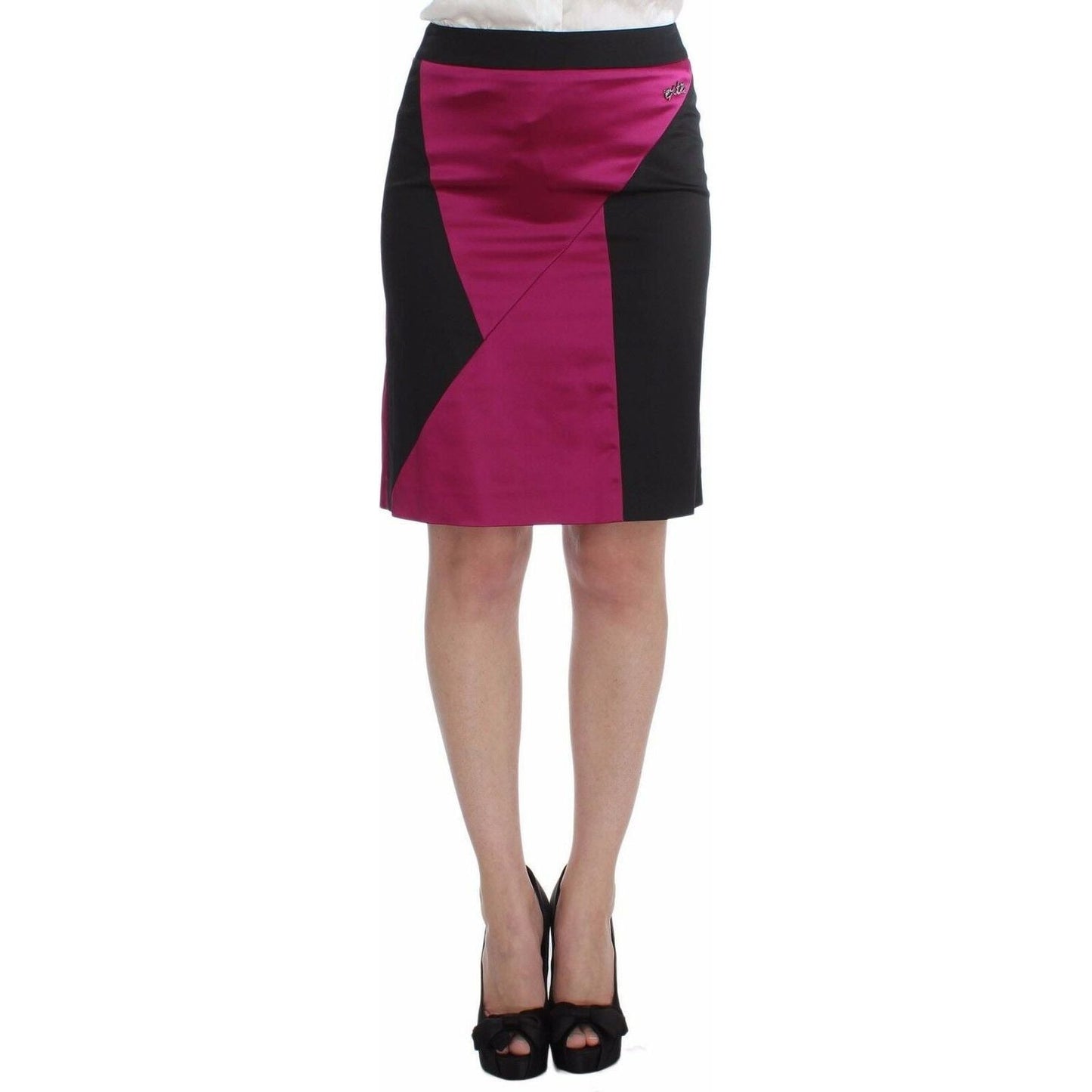 Dolce & Gabbana Elegant Pencil Skirt in Black and Pink pink-black-above-knees-cotton-stretch-skirt