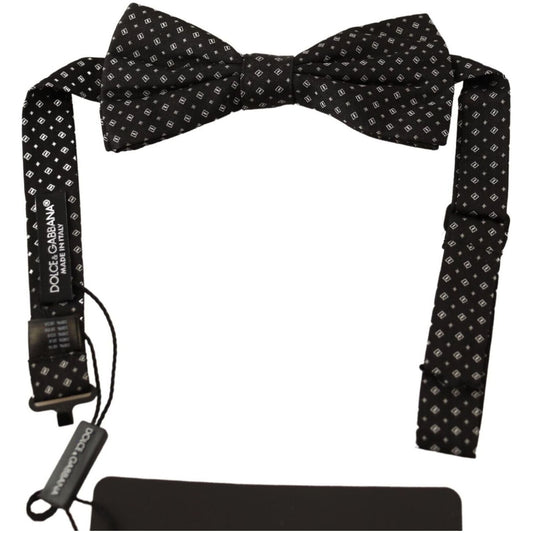 Dolce & Gabbana Elegant Silk Black Fantasy Bow Tie black-100-silk-adjustable-neck-papillon-tie