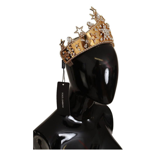 Dolce & Gabbana Elegant Crystal Diadem Tiara – A Regal Touch gold-crystal-star-strass-crown-logo-women-tiara-diadem