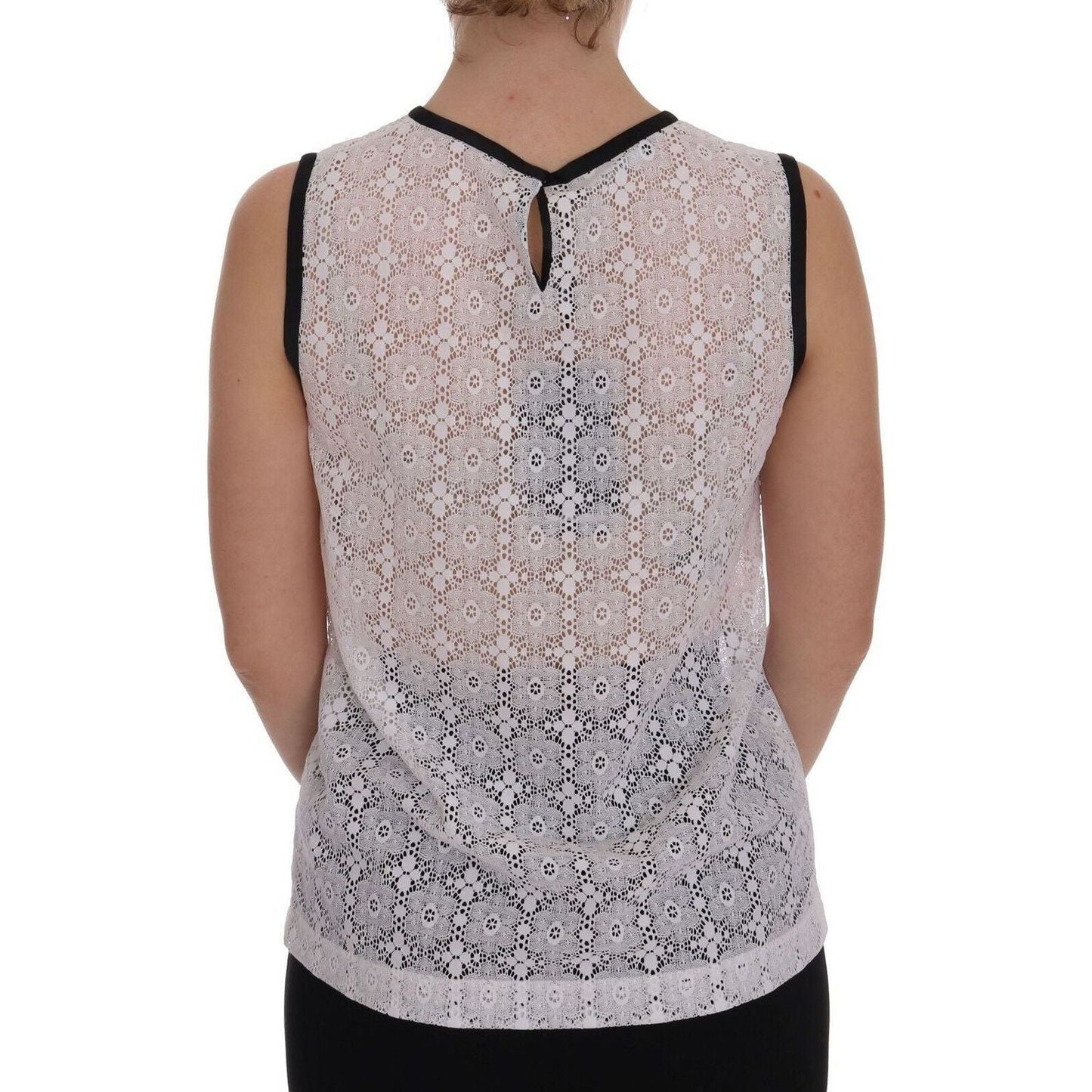 Dolce & Gabbana Elegant White Nylon Tank Top white-lace-floral-nylon-tank-t-shirt