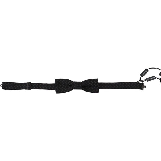 Dolce & Gabbana Exclusive Silk Patterned Black Bow Tie black-pattern-silk-adjustable-neck-papillon-bow-tie