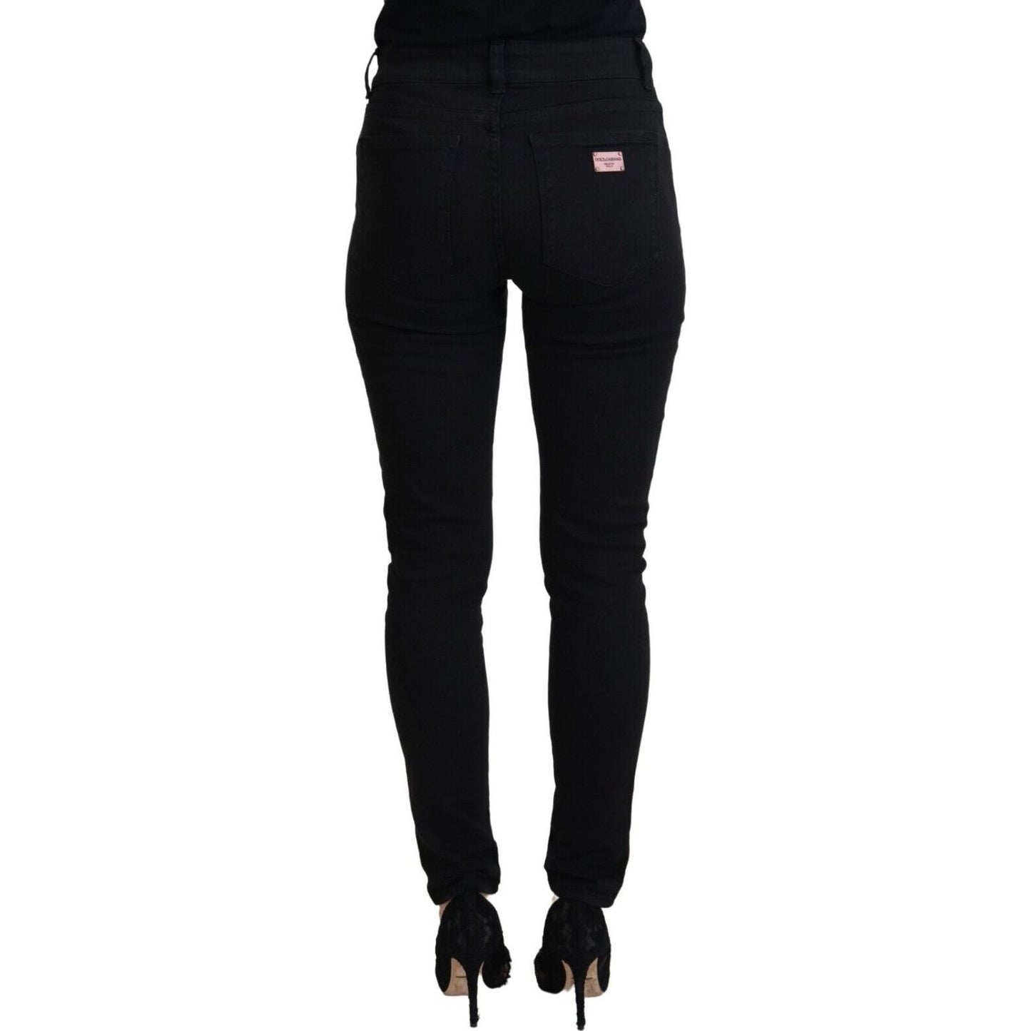 Dolce & Gabbana Elegant Black Denim Pants black-cotton-high-waist-casual-denim-jeans