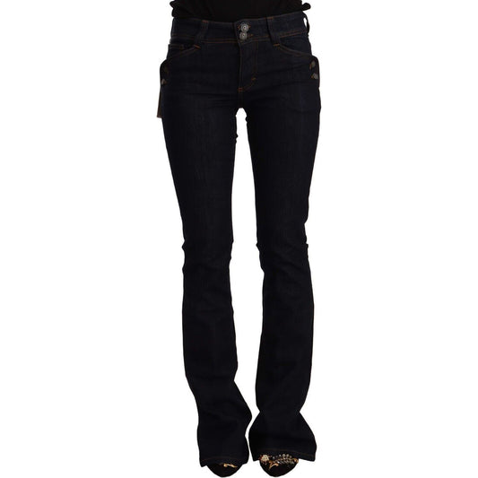 John Galliano Chic Flared Mid-Waist Black Jeans black-mid-waist-cotton-women-denim-flared-jeans