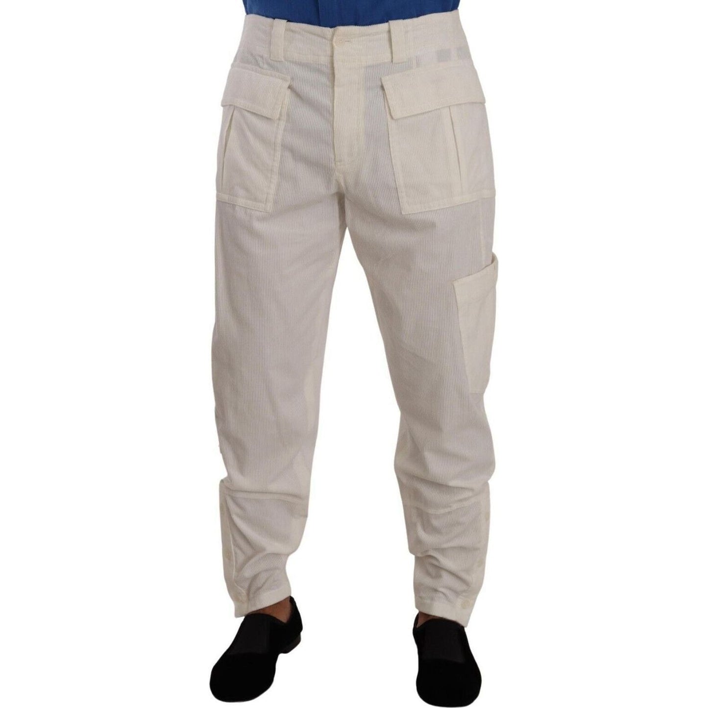 Dolce & Gabbana Elegant Off White Cargo Pants - Regular Fit off-white-cotton-corduroy-cargo-pants