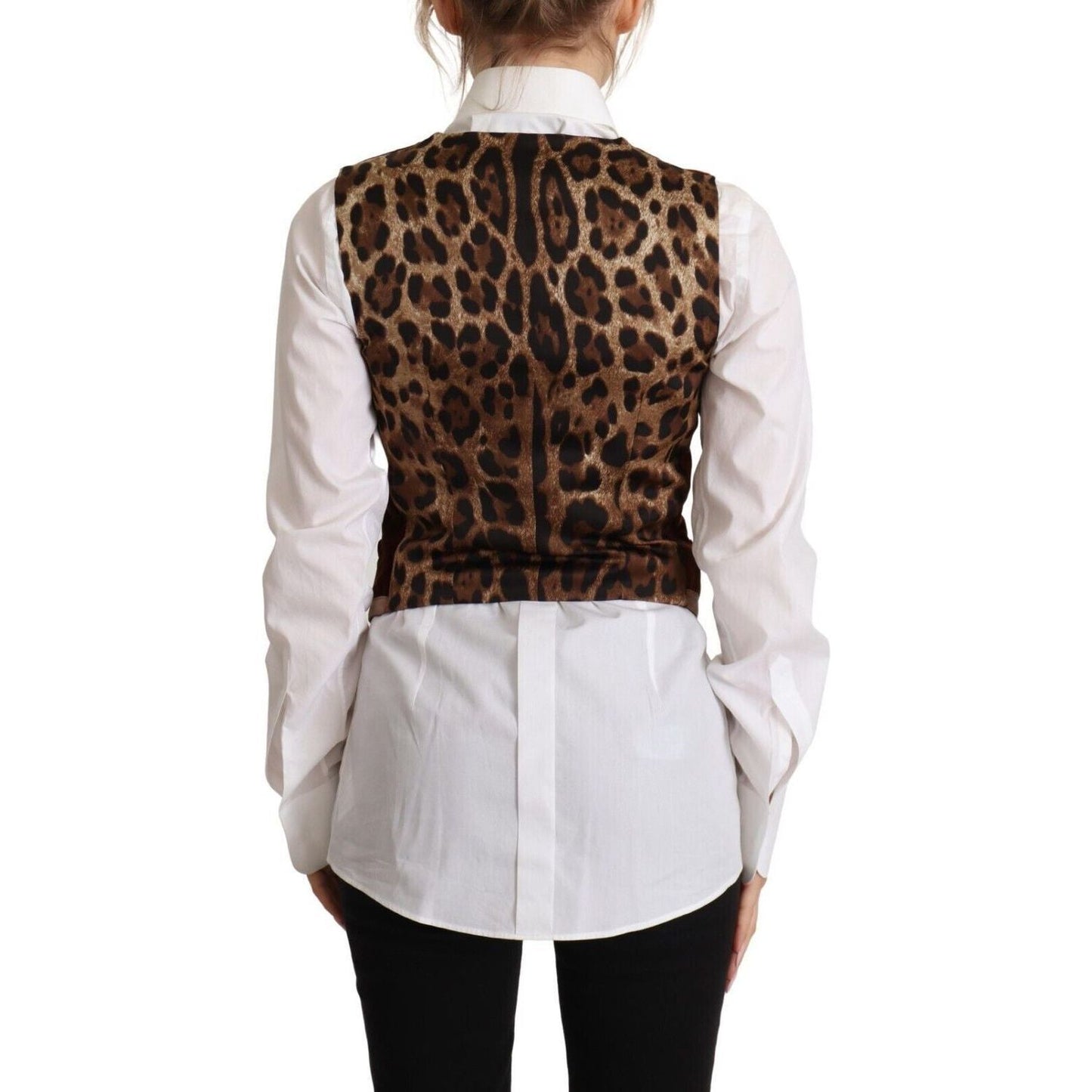 Dolce & Gabbana Elegant Sleeveless V-Neck Corduroy Vest brown-corduroy-leopard-v-neck-sleeveless-vest-top