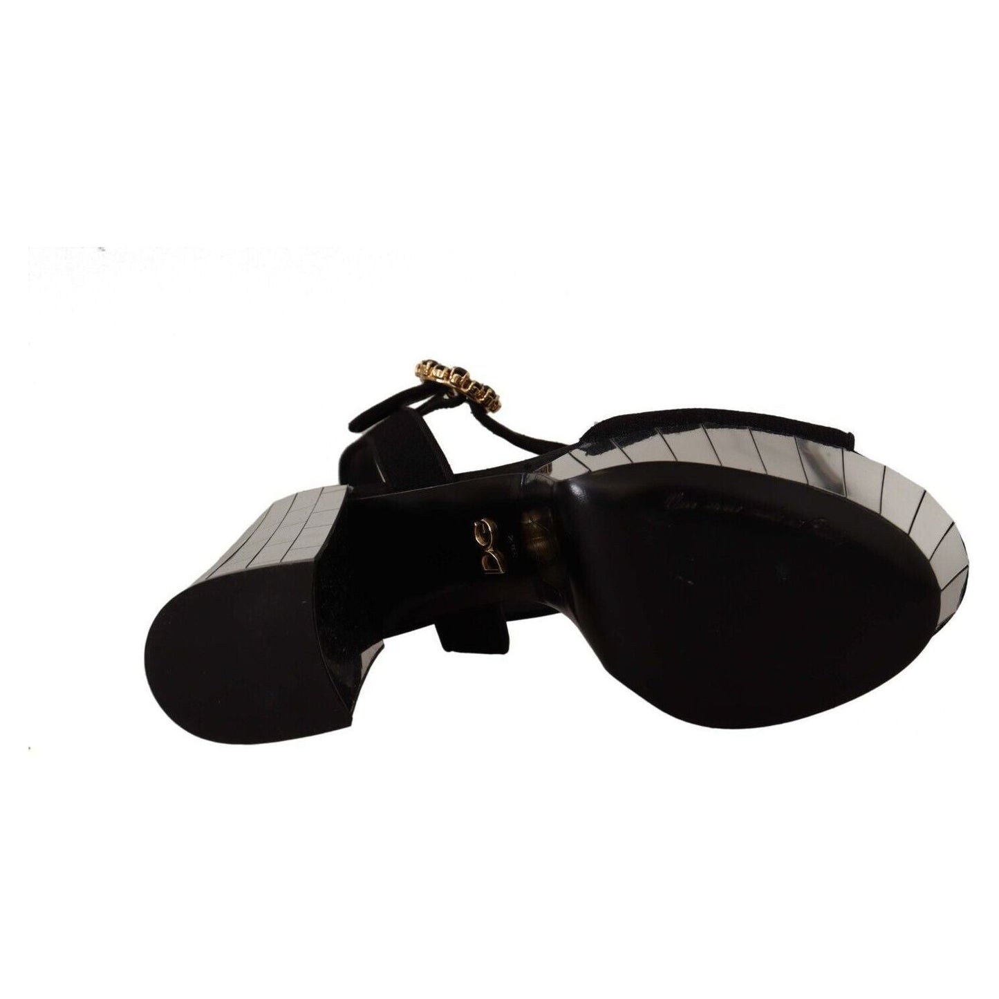 Dolce & Gabbana Sleek Black Ankle Strap Platform Sandals black-crystals-ankle-strap-platform-sandals-shoes