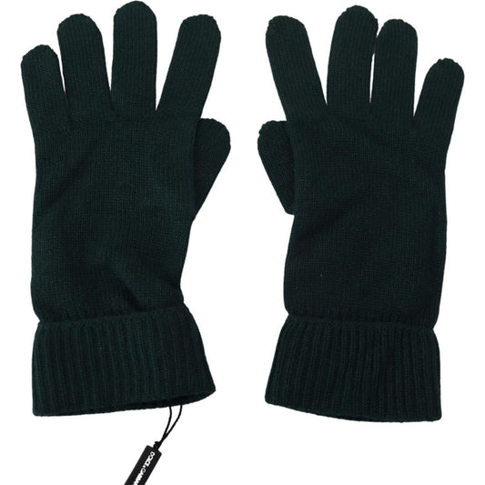 Dolce & Gabbana Elegant Cashmere Wrist Length Gloves in Dark Green green-wrist-length-cashmere-knitted-gloves
