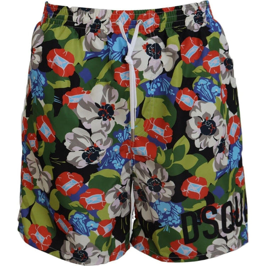 Dsquared² Multicolor Floral Print Swim Shorts over-floral-print-mens-beachwear-swimwear-short