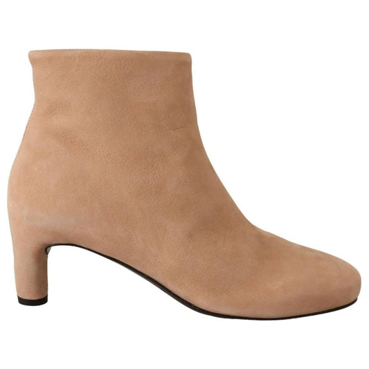 DEL CARLO Elegant Beige Leather Boots beige-suede-leather-mid-heels-pumps-boots-shoes WOMAN BOOTS