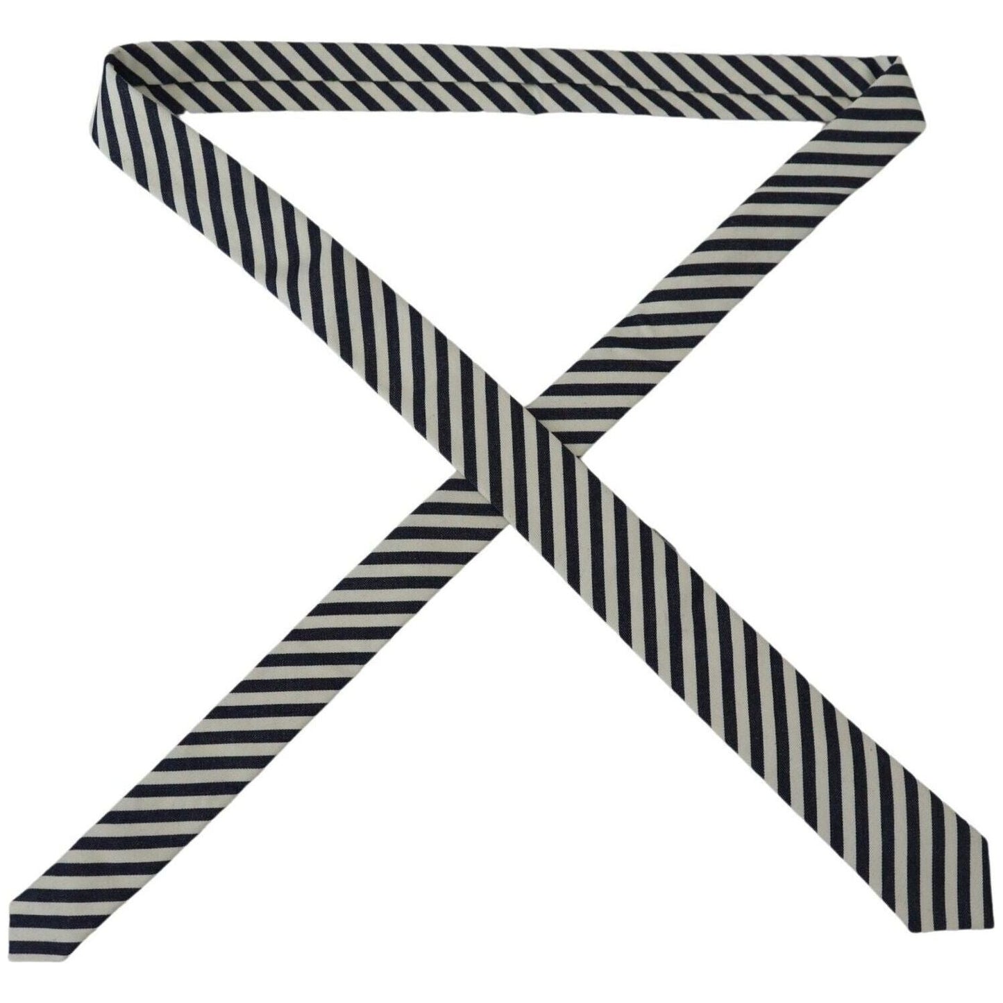 Denny Rose Elegant Italian Striped Bow Tie white-blue-striped-classic-adjustable-men-silk-tie