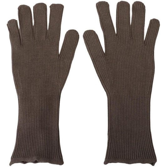 Dolce & Gabbana Elegant Cashmere-Silk Blend Winter Gloves gray-cashmere-knitted-hands-mitten-mens-gloves