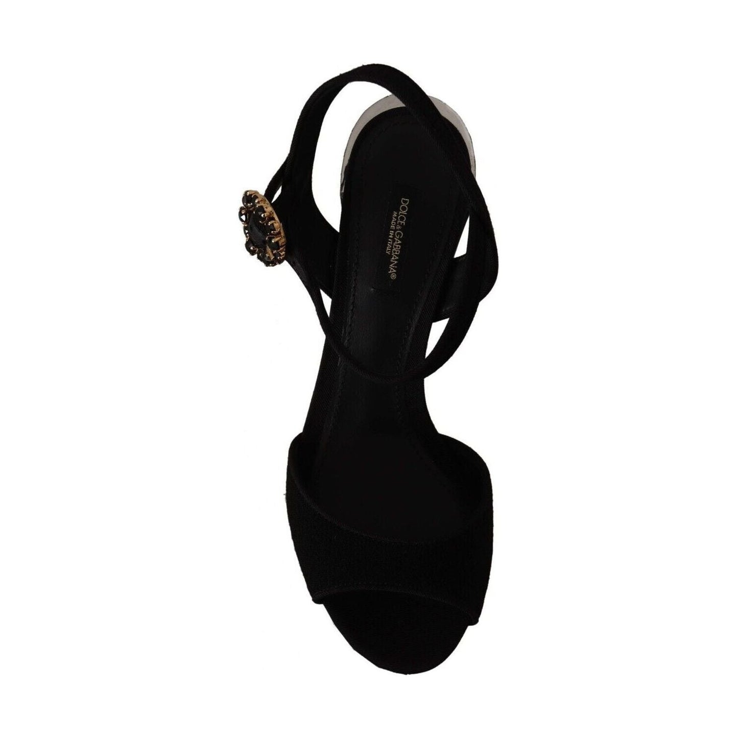 Dolce & Gabbana Sleek Black Ankle Strap Platform Sandals black-crystals-ankle-strap-platform-sandals-shoes