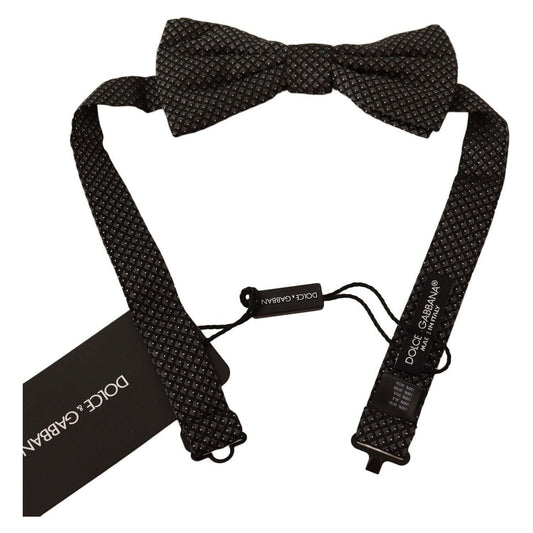 Dolce & Gabbana Elegant Silk Patterned Bow Tie Necktie black-patterned-silk-adjustable-neck-papillon-bow-tie