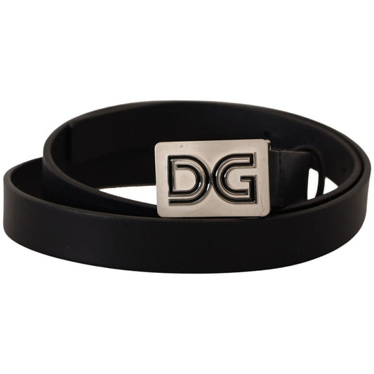 Dolce & GabbanaElegant Black Leather Belt with Silver BuckleMcRichard Designer Brands£339.00