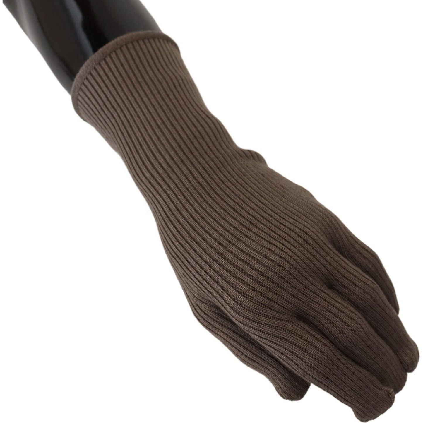 Dolce & Gabbana Elegant Cashmere-Silk Blend Winter Gloves gray-cashmere-knitted-hands-mitten-mens-gloves
