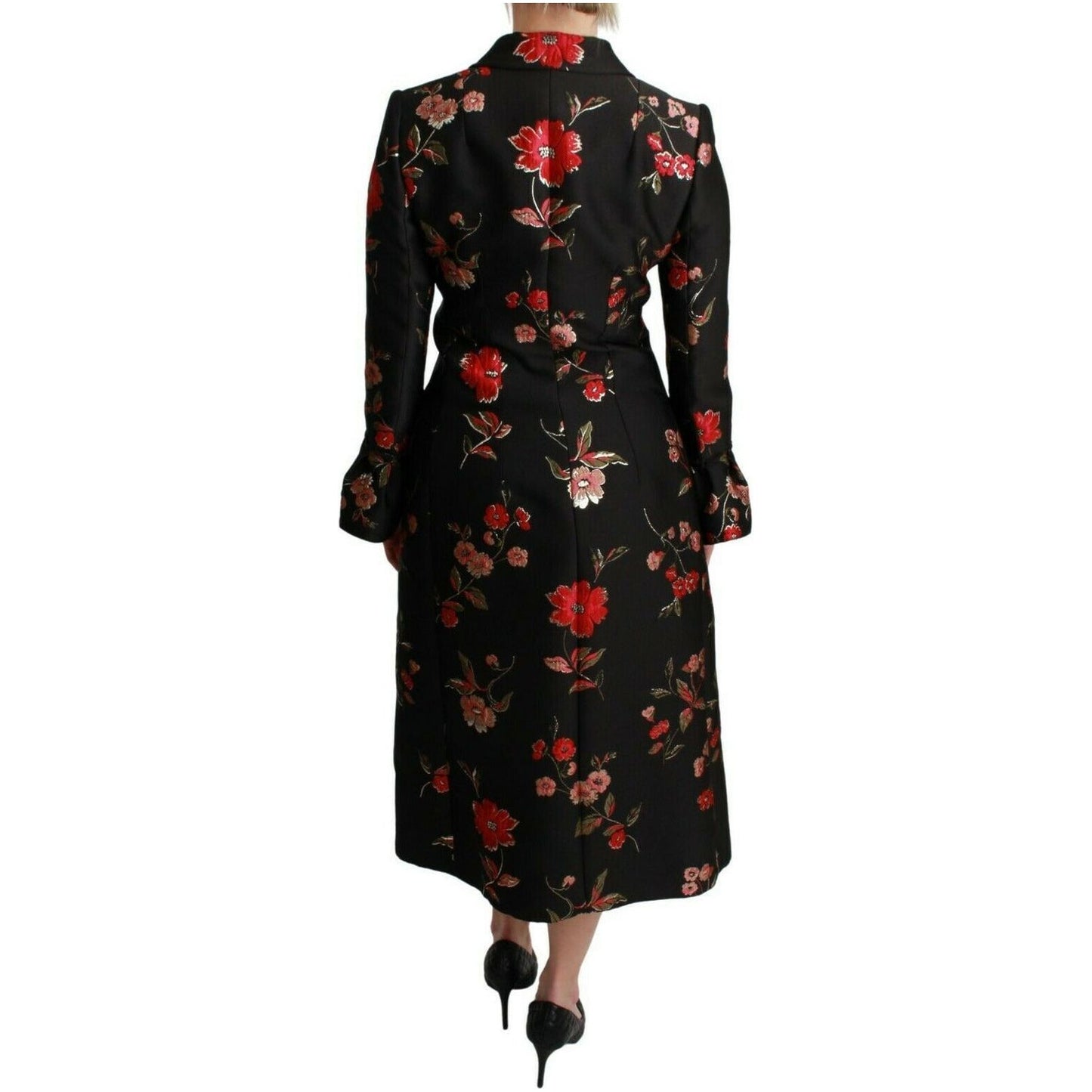Dolce & Gabbana Elegant Floral Embroidered Trench Coat WOMAN COATS & JACKETS black-floral-embroidered-jacket-coat