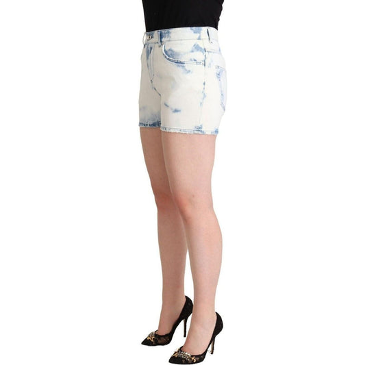 Dolce & Gabbana Chic White Denim Mid-Waisted Shorts white-blue-dye-cotton-mid-waist-denim-shorts
