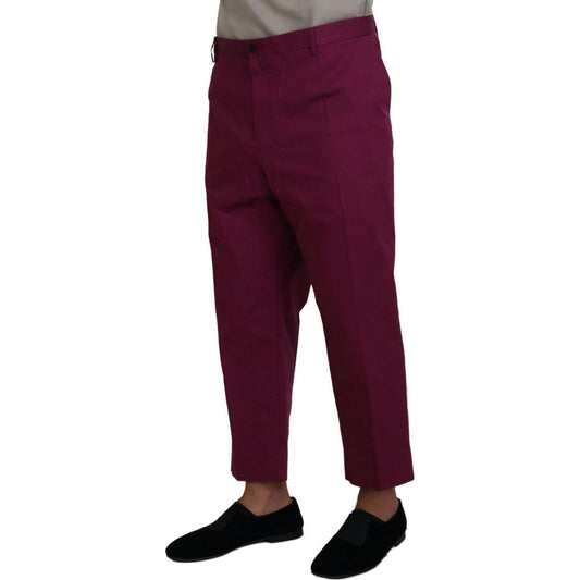 Dolce & Gabbana Elegant Magenta Cotton Stretch Pants magenta-cotton-dg-logo-pocket-trouser-pants