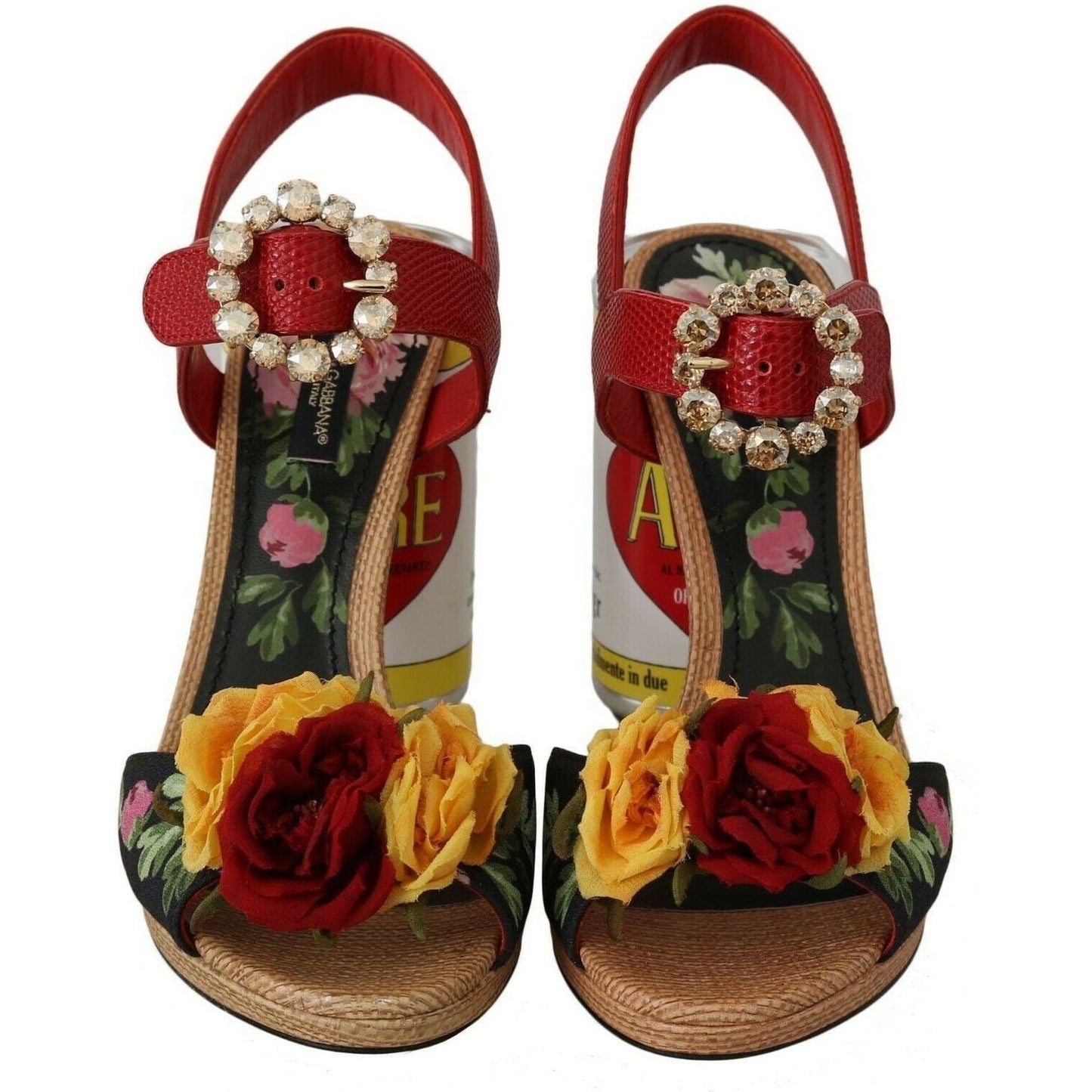 Dolce & Gabbana Multicolor Floral Crystal Embellished Sandals multicolor-floral-embellished-cylindrical-heels-amore-sandals