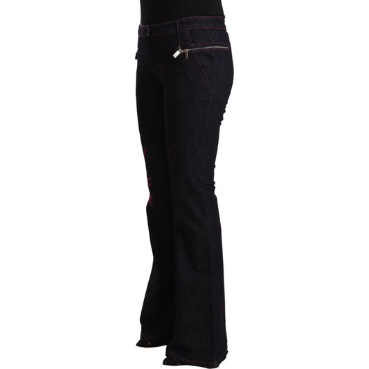 Exte Chic Mid Waist Flared Denim Elegance black-cotton-stretch-mid-waist-cotton-flared-denim-jeans-1