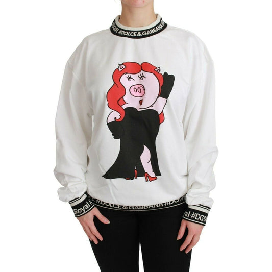 Dolce & Gabbana Chic Crew-Neck Pullover Sweater with Unique Print white-pig-of-the-year-pullover-sweater