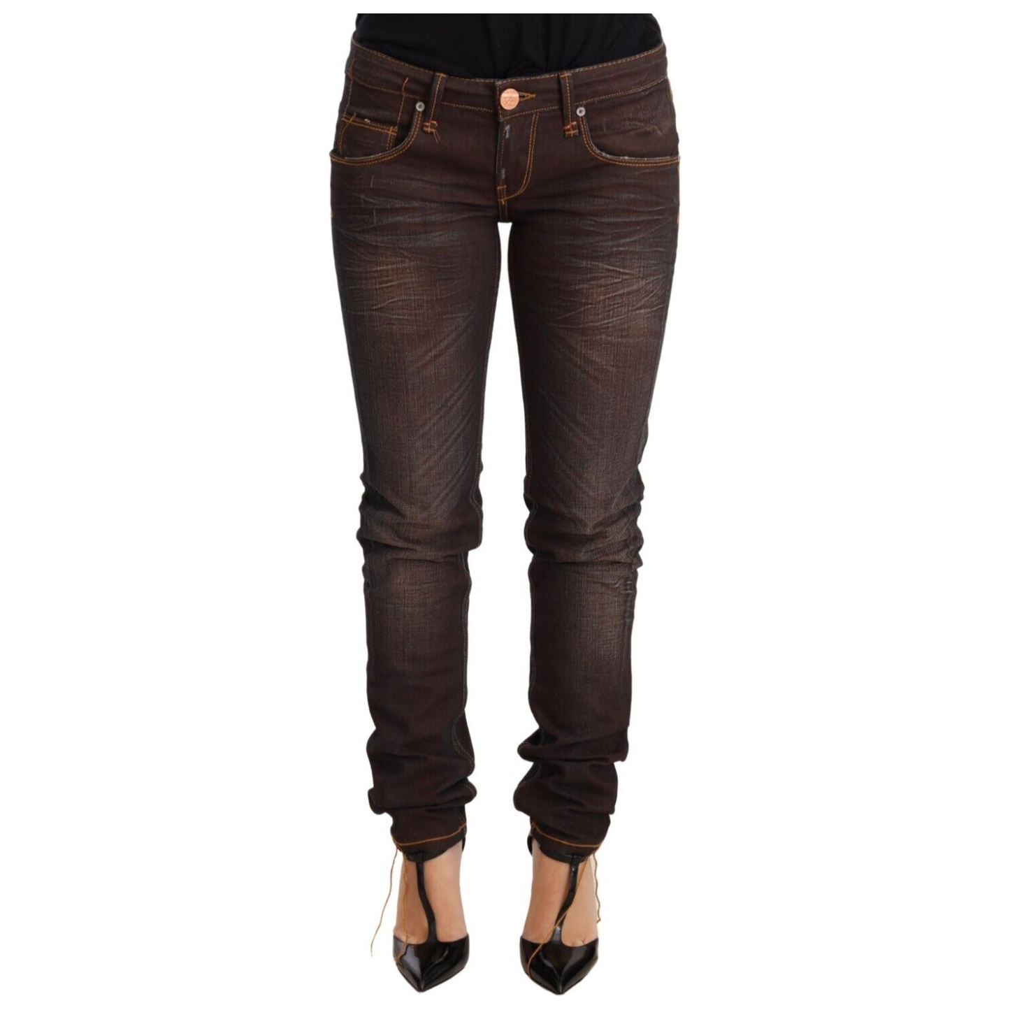 Acht Chic Low Waist Skinny Brown Jeans brown-washed-cotton-slim-fit-denim-low-waist-trouser-jeans Jeans & Pants s-l1600-25-a8323a50-a98.png