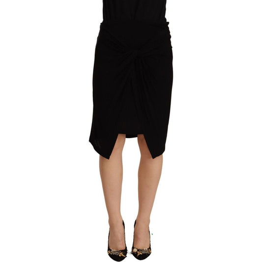 PLEIN SUD Elegant High Waist Pencil Cut Skirt black-high-waist-pencil-knee-length-viscose-skirt