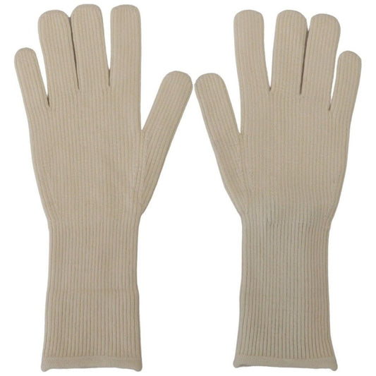Dolce & Gabbana Elegant White Cashmere Gloves white-cashmere-knitted-hands-mitten-mens-gloves