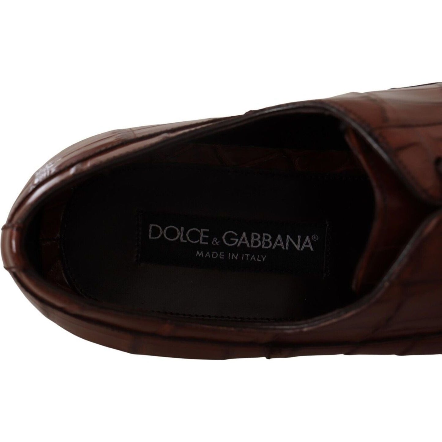 Dolce & Gabbana Elegant Exotic Crocodile Leather Formal Shoes brown-crocodile-leather-mens-formal-derby-shoes