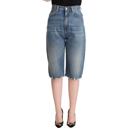 Dolce & Gabbana High-Waisted Italian Cropped Denim Jeans blue-washed-cotton-high-waist-denim-cropped-jeans