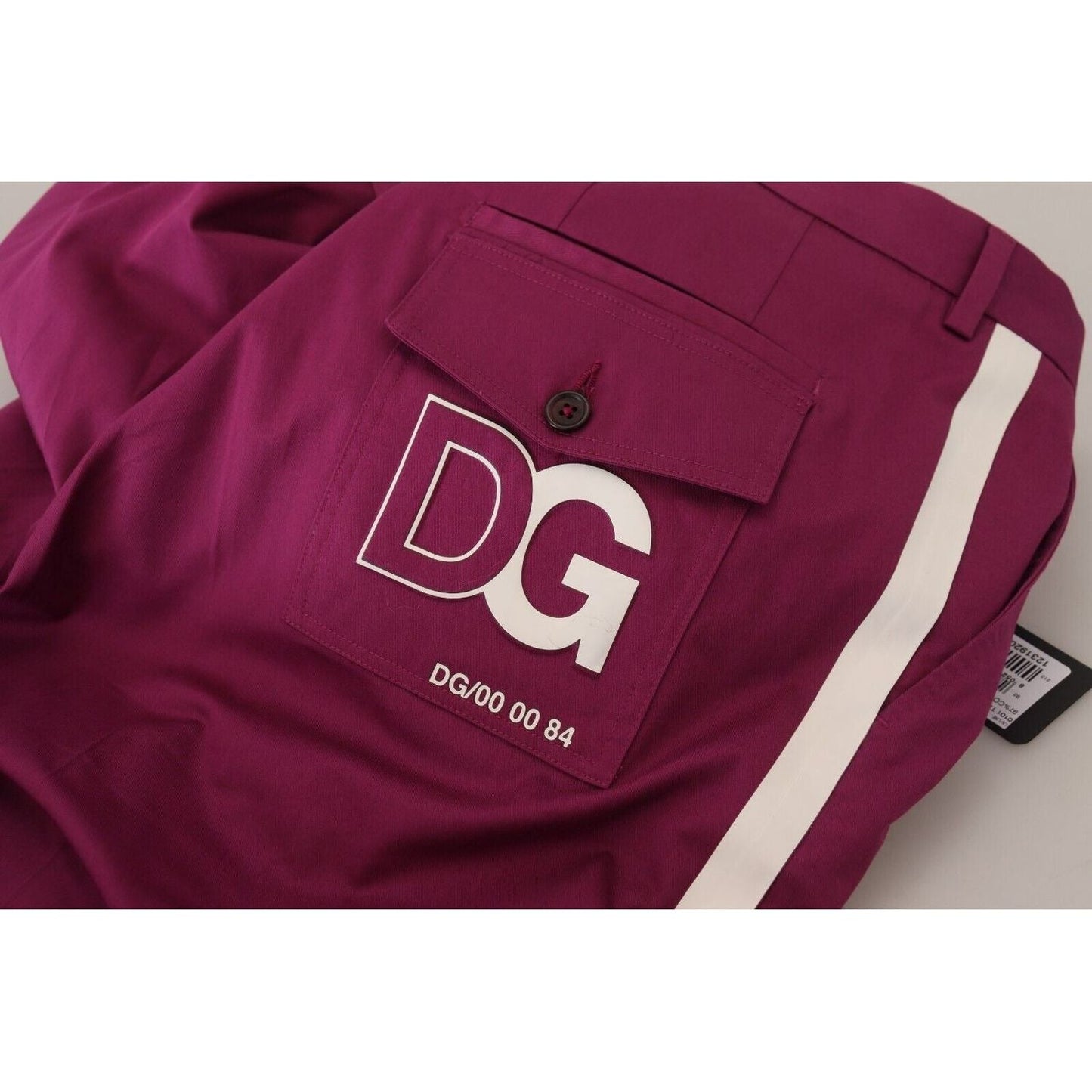 Dolce & Gabbana Elegant Magenta Cotton Stretch Pants magenta-cotton-dg-logo-pocket-trouser-pants