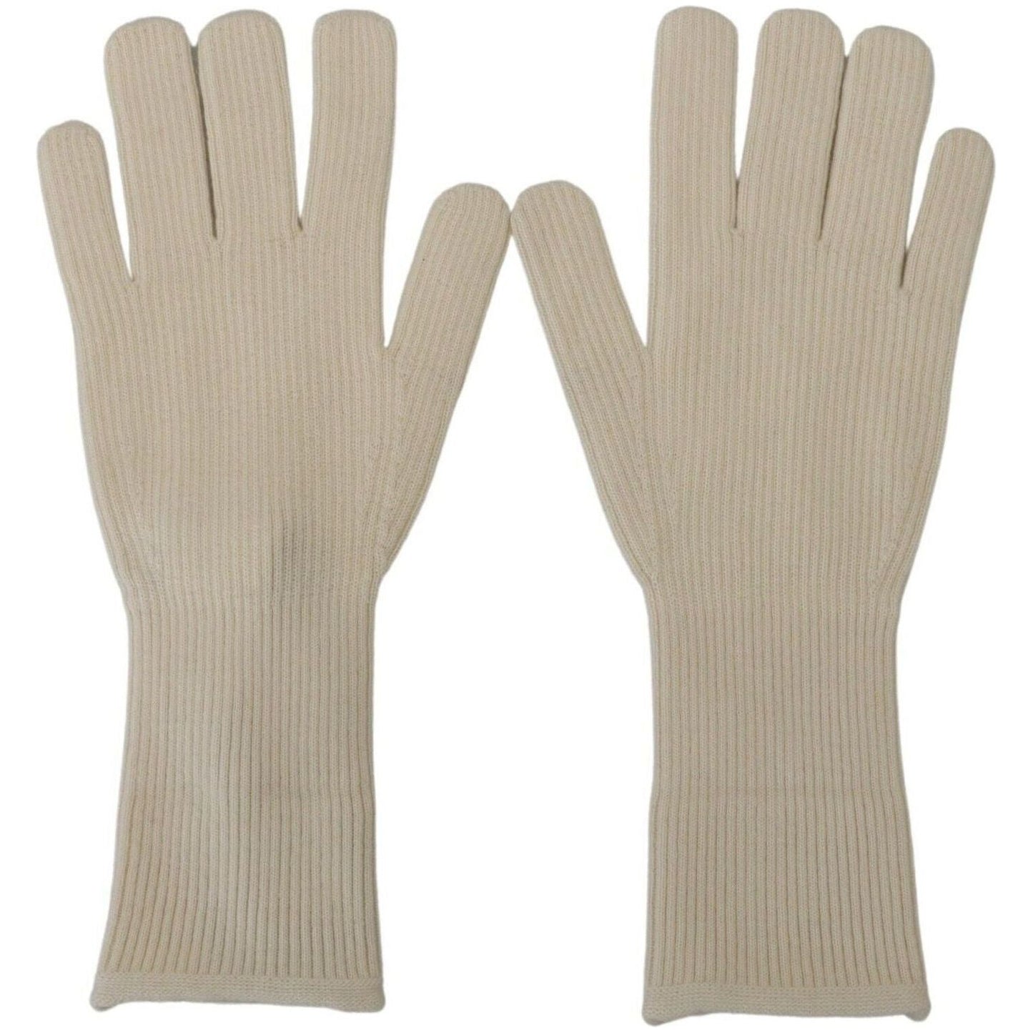 Dolce & Gabbana Elegant White Cashmere Gloves white-cashmere-knitted-hands-mitten-mens-gloves