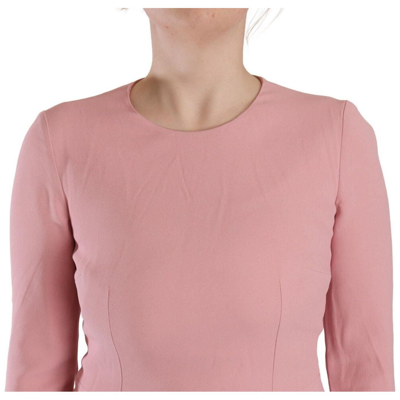 Dolce & Gabbana Elegant Pink A-Line Knee Length Dress pink-3-4-sleeves-viscose-blend-a-line-dress