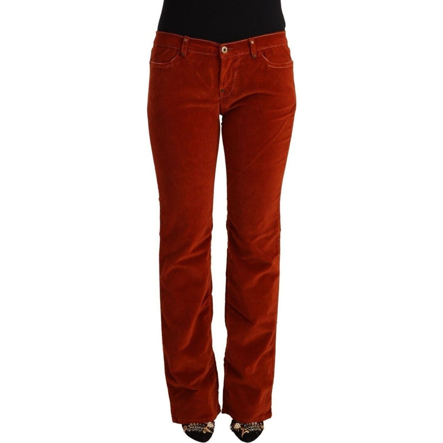 GF Ferre Chic Red Low Waist Straight Cut Jeans red-cotton-low-waist-straight-casual-jeans