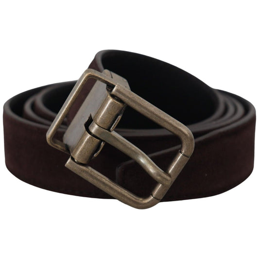 Dolce & Gabbana Elegant Italian Leather Belt with Metal Buckle dark-brown-leather-antique-metal-buckle-men-belt