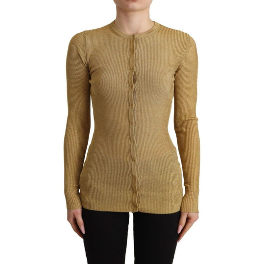 Dolce & Gabbana Glamorous Gold Snap-Button Cardigan gold-viscose-blend-buttons-cardigan-sweater