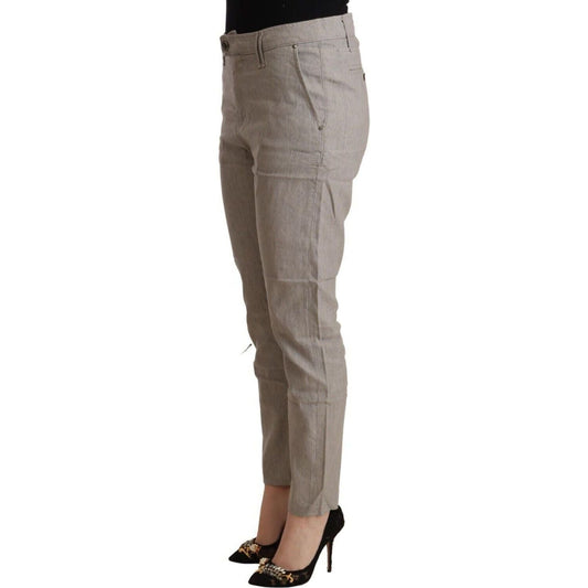 CYCLE Elegant Light Grey Tapered Linen Pants light-gray-linen-blend-mid-waist-tapered-pants
