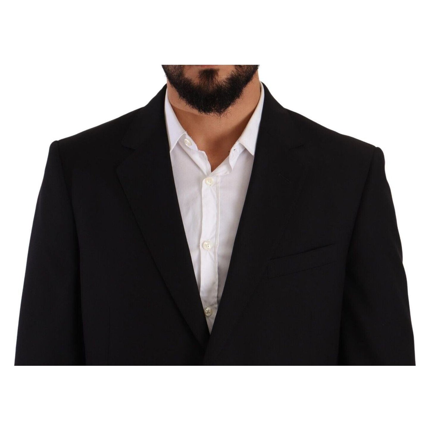Domenico Tagliente Elegant Two-Piece Black Suit Ensemble black-polyester-single-breasted-formal-suit-1