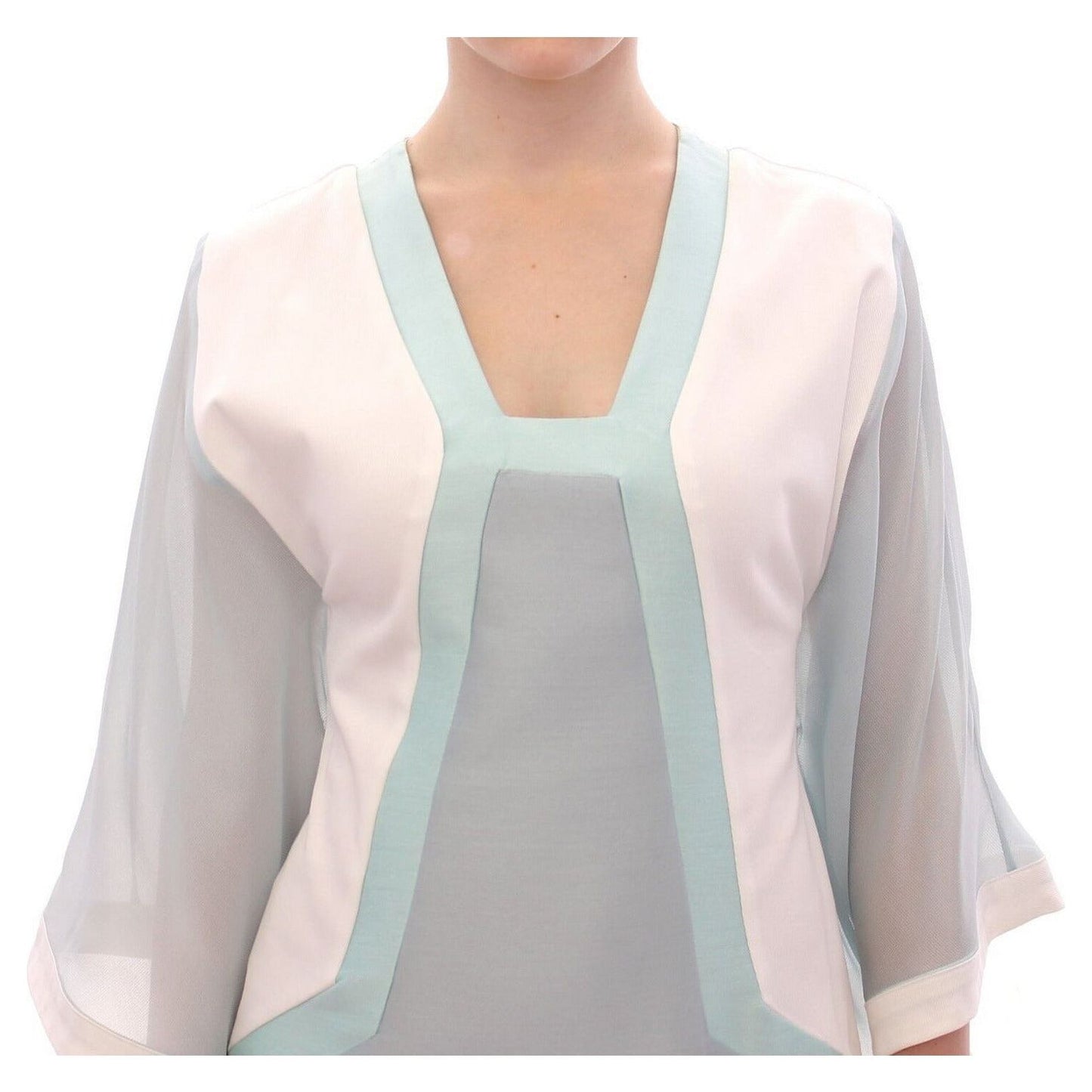 Sergei Grinko Elegant Turquoise Silk Sheath Dress WOMAN DRESSES white-silk-sheath-formal-turquoise-dress