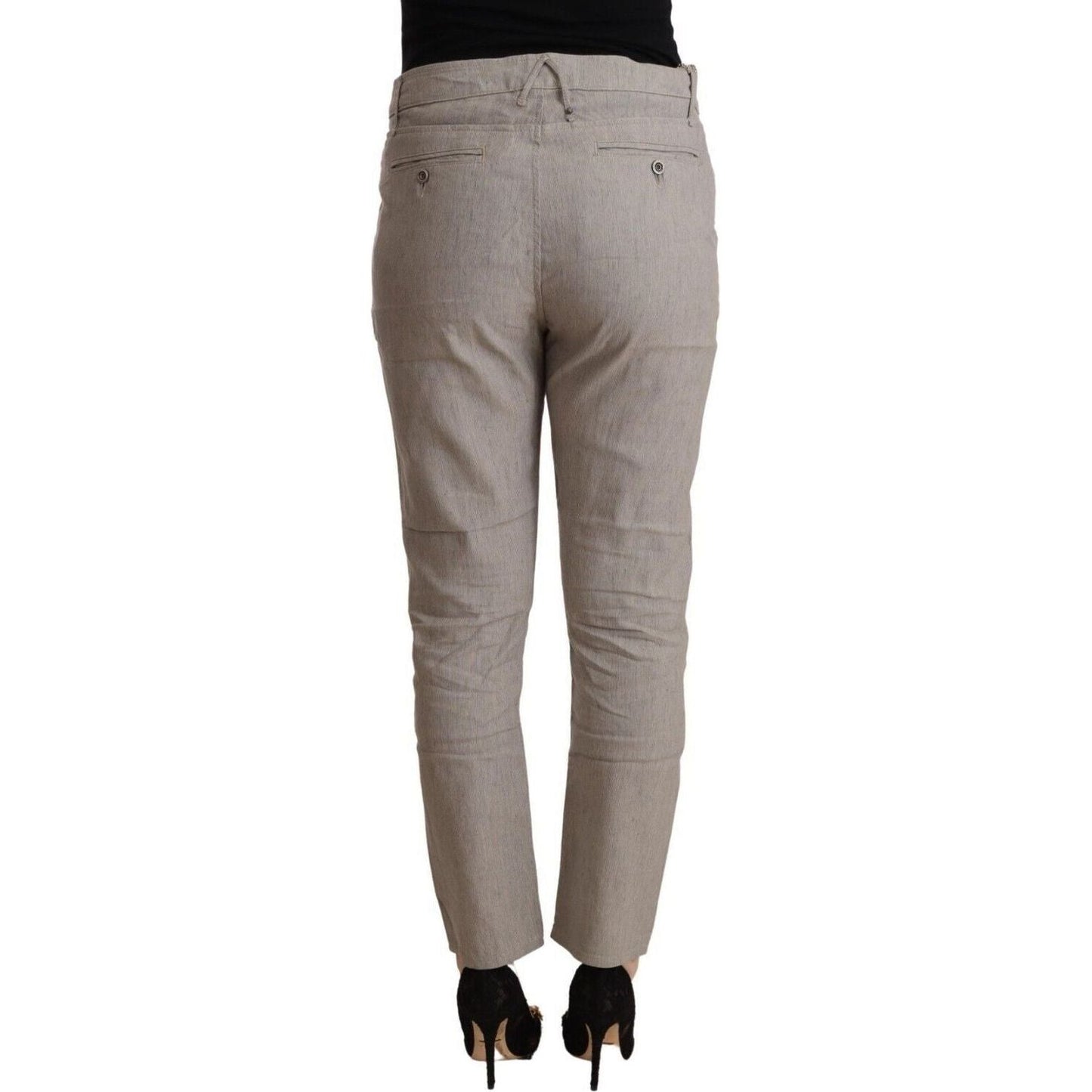 CYCLE Elegant Light Grey Tapered Linen Pants light-gray-linen-blend-mid-waist-tapered-pants