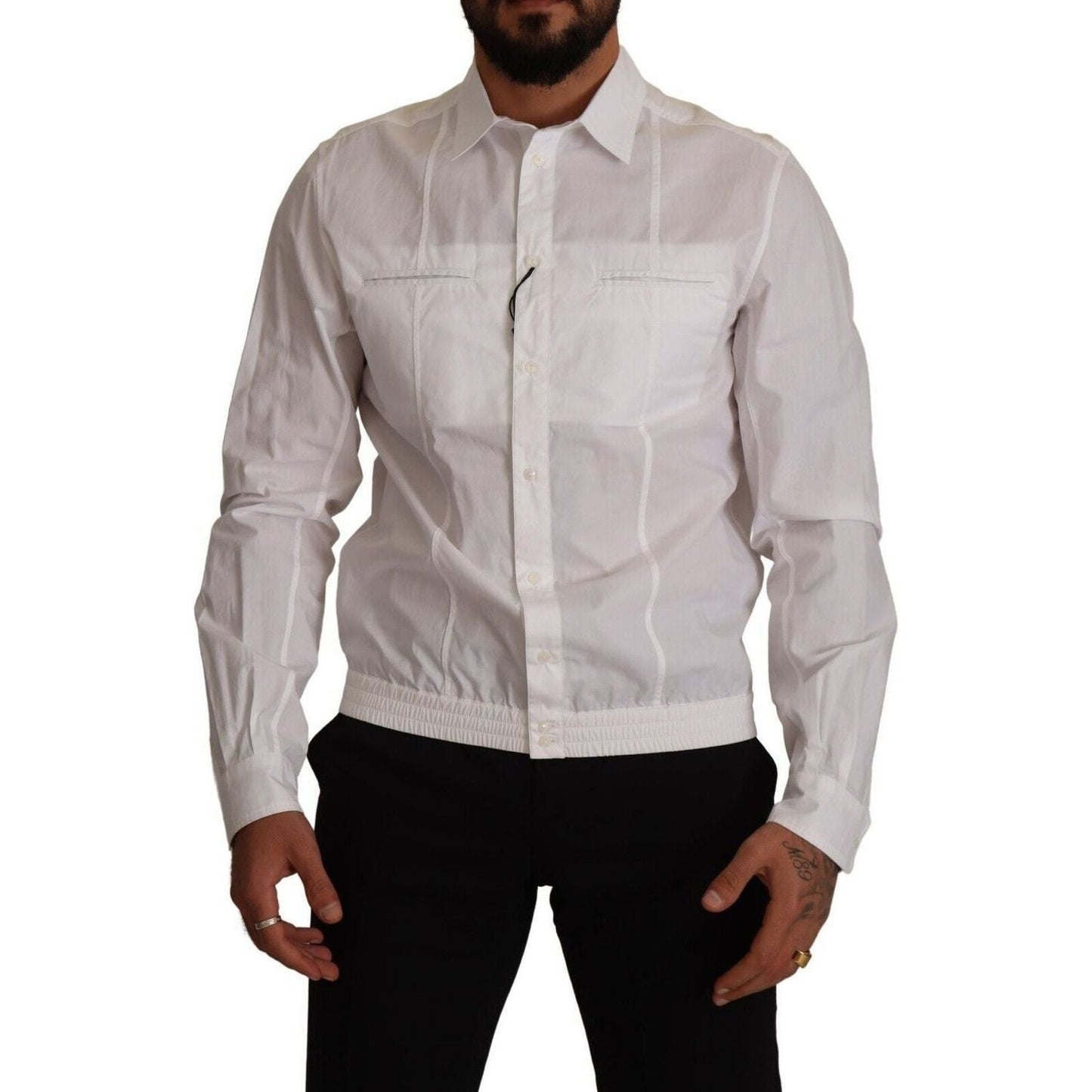 Dolce & Gabbana Elegant Italian White Cotton Shirt white-cotton-button-down-men-collared-shirt