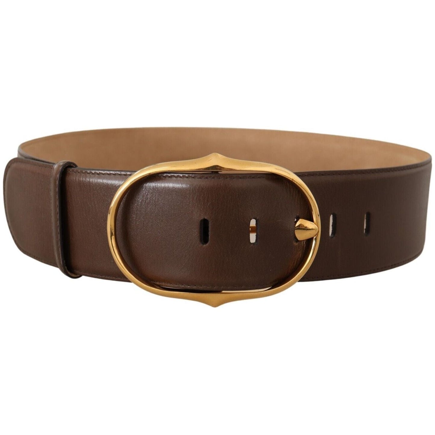 Dolce & Gabbana Elegant Brown Leather Belt with Gold Buckle brown-leather-gold-metal-oval-buckle-belt-7 s-l1600-294-11d16fa6-fb7.jpg