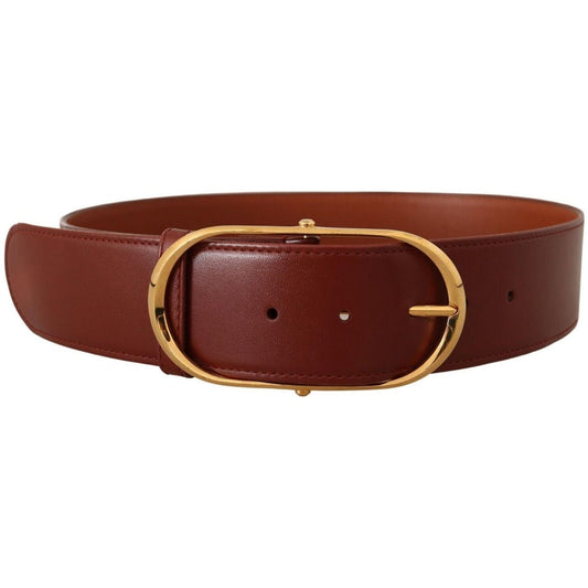 Dolce & Gabbana Elegant Gold Buckle Leather Belt brown-leather-gold-metal-oval-buckle-belt-8
